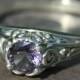 Alexandrite Ring, Sterling Silver Filigree Ring , June Birthstone, Antique Style Ring, Purple Ring,   by Maggie McMane Designs