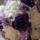 White, Deep Purple and Lavender Bridesmaid Bouquet