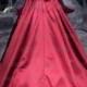 JW16180 Lovely bow details off shoulder burgundy color wedding dress