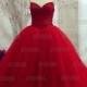 JW16182 sexy sweetheart neck bling sequined bodice red ball gown wedding prom dress