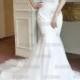 JW16184 Romantic 2016 illusion tulle top short sleeves mermaid wedding dress