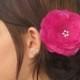 Silk Peony Rhinestone Bridal Comb Bridal Flower Silver Comb Wedding Hair Accessories - Fuschia Pink or Choose Your Color