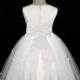 White Rosebud Flower girl dress tiebow sash pageant wedding bridal recital tulle bridesmaid toddler 12-18m 2 4 6 8 10 