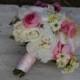 bridal bouquet silk wedding bouquet wedding bouquet, wedding flowers alternative bouquet, pink bouquet, wedding decor, yellow, white flowers