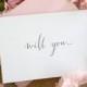 Cute Will You Be My Bridesmaid Cards, Chic Handwritten Script Maid of Honor, Matron Wedding Party, Bridesman, Flower Girl Card (Set of 7)