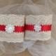 Red and Ivory Napkin Holders for Country Weddings, Bridal or Baby Showers - Engagement/Rehearsal/Holiday Table Decor - Set of 25