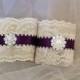 Purple and Ivory Napkin Holders for Country Weddings, Bridal or Baby Showers - Engagement/Rehearsal/Wedding Table Decor - Set of 25