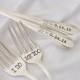 I DO, ME TOO Fork Set - Hand Stamped with wedding date - personalized with the bride and groom wedding date