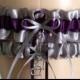 Silver and Purple (Plum) Wedding Garter Set, Bridal Garter Sets, Prom Garter, Keepsake Garter
