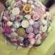 The Curiouser and Curiouser Button Bouquet Wedding  - Alice in Wonderland