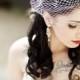 Bridal Birdcage Veil w/ Silver Comb, Blusher Veil, Russian Tulle, French Net Lace, 9" (or)  12"