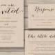 Printable Wedding Invitation Template - Rustic Invitation Suite- DIY Invite EDITABLE by YOU in Word - calligraphy style - print on Kraft