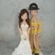 Personalized Firefighter Wedding Cake Topper