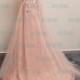 PD16016 Sparkles Pink blush v neckline tulle long prom evening dress