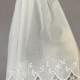 Bridal Tulle Veil: White Open- Worked Edge. Handmade. One of a Kind