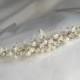 Dainty Bridal Wedding Tiara Headpiece ,  ivory / white pearls clear crystals & clear diamantes + Free pearl drop earings .