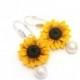Yellow Sunflower Drop Earrings,Yellow Flower Drop Earrings, Jewelry Yellow Sunflower, Wedding Earrings, Summer Jewelry, Bridesmaid Jewelry