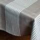 Linen Tablecloth Natural White Gray in Stripes 76,8" x 57,5"