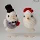 Crochet bird, wedding cake topper, crochet bride and groom birds, love birds, crochet bird, bird cake topper,  cake topper - No 6
