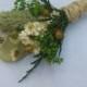 Rustic Dried Flower Boutonniere Green and White Flowers For Wedding or Prom