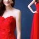 Handmade Wedding Dress/ Long Red Dress/ Long Bridesmaid Dress/ Evening Dress/ Lace Dress / Lace Long Dress/ Red Prom Dress