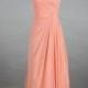 One Shoulder Bridesmaid Dress, Floor-Length Peach Pink Chiffon Bridesmaid Dress