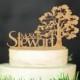 Tree Wedding Cake Topper Personalized Wood Cake Topper Rustic Cake Topper Wooden Mr Mrs Last name topper