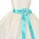 Ivory Lace Flower Girl Dress & Tiffany Blue Sash