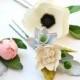 Set of 3 hair pins wedding bridal flower hair pins succulent anemones accessory, foam eva flowers, bridal flowers hair accessory