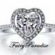 2 Ct Heart Cut man made Diamond Halo Setting Engagement Promise Anniversary Cocktail Ring with gift box - best for Valentines day