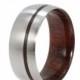 Mens Titanium Wedding band with a Bolivian Rose Wood sleeve and Wood Pinstripe, Ring Armor Included