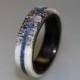 Deer Antler Wedding Band, Antler Ring with Lapis Lazuli Inlay, Lapis Lazuli Ring, Ebony Wood Ring