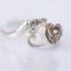 Rose Flower Ring - Elvish Swirly Leaf Sterling Silver Engagement Ring