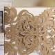100 Champagne Gold Laser-cut Lace Flower Pattern Wedding Invitations