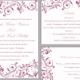 DIY Wedding Invitation Template Set Editable Word File Instant Download Printable Invitation Purple Wedding Invitation Eggplant Invitations