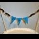 Dad Cake Banner Father's Day Bunting Blue with Mustaches Topper