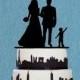 Bride and Groom Cake Topper with Kid,Silhouette Wedding Cake Topper,Cake Topper with Baby Boy,Romantic Family Member Cake Topper