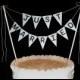 Just Married Cake Topper Garland, Industrial Silver Bunting, Shimmery Silver Industrial Glam