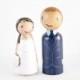 Personalized Bride and Groom Cake Topper - couple wedding cake topper - wooden people cake topper - custom peg people wedding cake topper