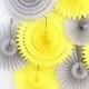 Tissue Paper Flower Fan- Wedding Decoration, Yellow and Gray