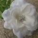 Ivory Bridal Flower Hair Clip Wedding Accessory Crystals Vail Wedding