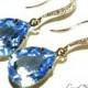 Aquamarine Vermeil Gold Crystal Earrings Light Blue Rhinestone Earrings Swarovski Aquamarine Blue Gold CZ Rhinestone Earring Wedding Jewelry