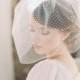 Bridal double birdcage blusher veil scattered pearls - Style Milky Way no. 1982