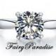 3 Carat Classic Solitaire Engagement Ring / 4 Prong Promise Rings, Lab Made Diamond set in tapered band, Free Gift Box ( Fairy Paradise )