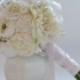Wedding Bouquet - White Bouquet, White Peonies, Ranunculus, and Scabiosa, Silk Bouquet, Shabby Chic Bouquet