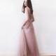 Oscar SALE Blush pink maxi tulle dress, Bridesmaids blush maxi gown, Backless maxi pink formal dress