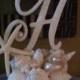 Monogram Cake Topper With Seashells Beach Wedding Starfish Custom Destination Wedding Resort Wedding Any Letter A to Z Letter H