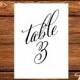 Calligraphy table numbers, wedding table number, calligraphy table number, script table number, 5x7 table number