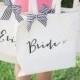 Bride Bag for Bridal Shower Gift, Canvas Bag for Bride to Be, Striped Ribbon Bag for Gift for Wedding Bridal Shower  ( Item - BBR300)