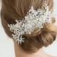 Lace Headpiece,  Crystal Pearl and lace Hair Comb, Wedding Hair Accessory